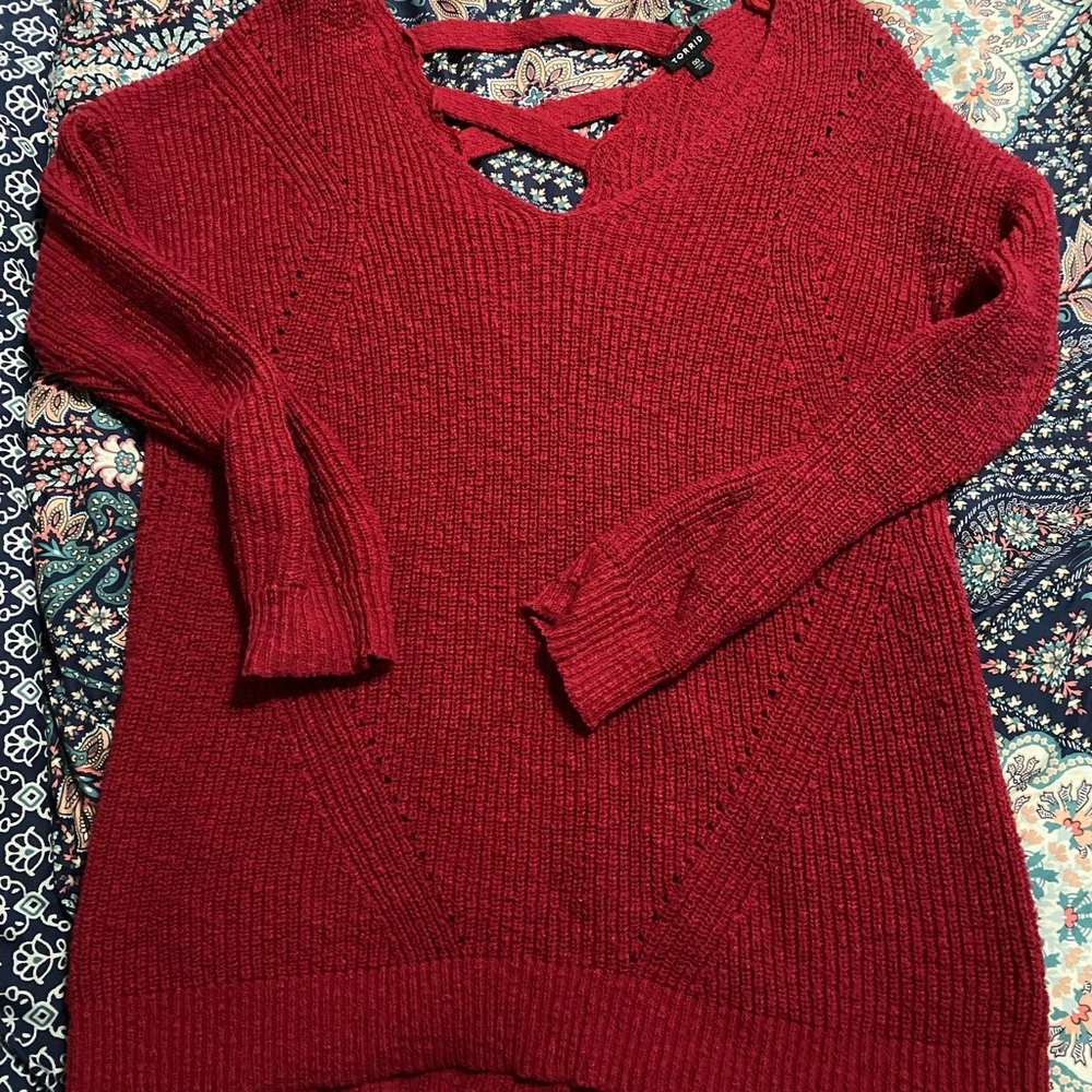 Red Criss Cross Back Sweater Torrid